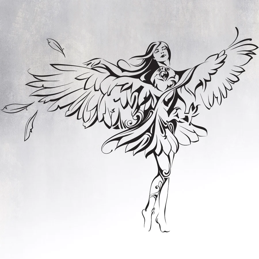 Wall Sticker Angel With Eagle Wings