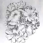 Wall Sticker Head Of Lion In Flower