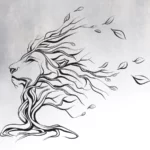 Wall Sticker Head Of Lion In From Of Tree