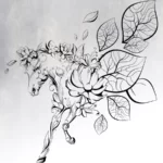 Wall Sticker Horse Silhouettes Of Flowers