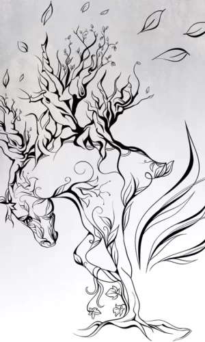 Wall Sticker Horse With Mane Of Branches