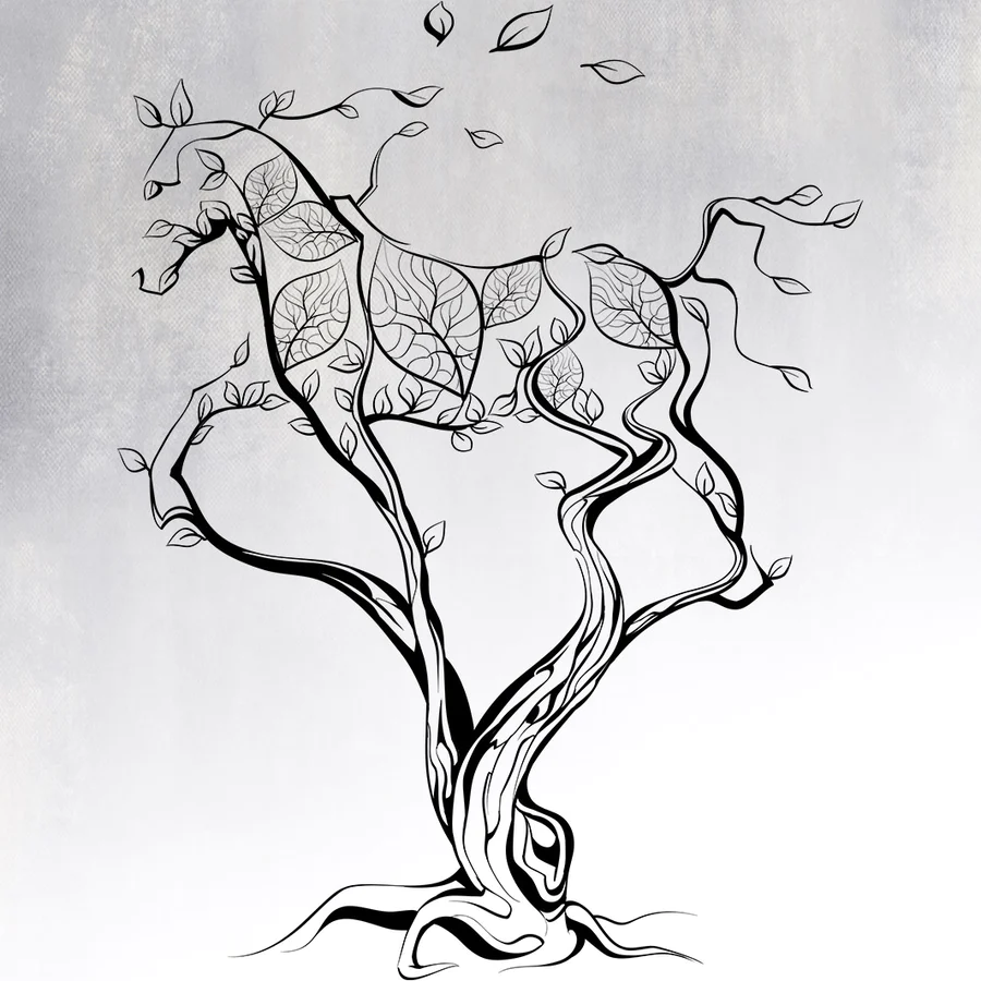 Wall Sticker Running Horse In Tree