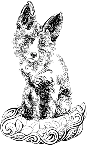 Wall Sticker Fox In Floral Ornament