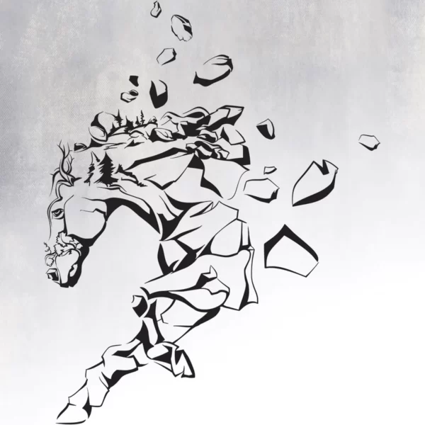 Wall Sticker Running Mustang From Rocks