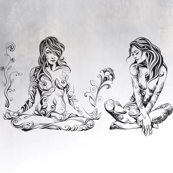 Wall Sticker Two Woman In Meditation