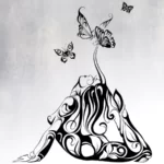 Wall Sticker Woman Surrounded By Butterflies