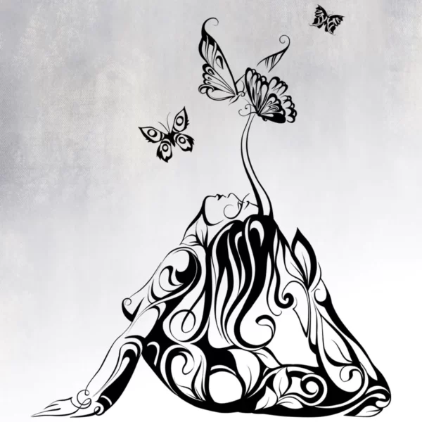 Wall Sticker Woman Surrounded By Butterflies